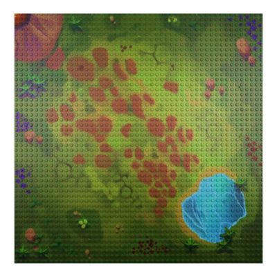 OPEN BRICKS® Bauplatte 50x50 Noppen (40x40cm) Dinosaur Landscape Baseplate