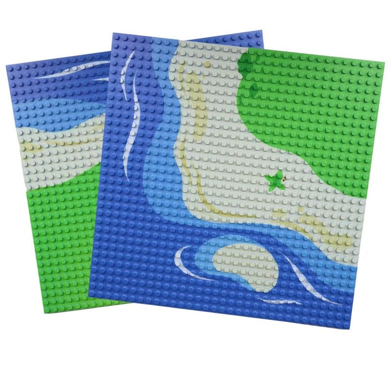 OPEN BRICKS® Bauplatte 32x32 Noppen (25,5 x25,5 cm) Beach Strand Wasser bedruckt Kurve Duo