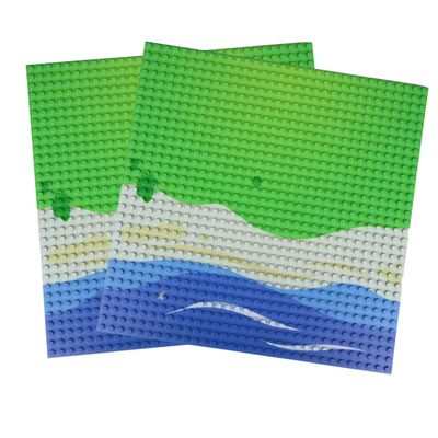 OPEN BRICKS® Bauplatte 32x32 Noppen (25,5 x25,5 cm) Beach Strand Wasser bedruckt Kurve Duo Gerade