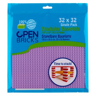 OPEN BRICKS® Bauplatte 32x32 Noppen (25,5 x25,5 cm) Lavendel