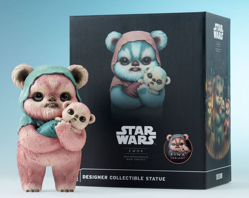 Sideshow Star Wars Designer Statue Ewok by Mab Graves Pink Variant 18 cm OVP #ds