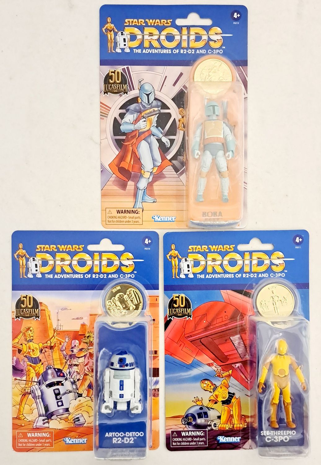 Kenner Star Wars Droids Sammlung Boba Fett C-3PO R2-D2 Actionfiguren MOC OVP !