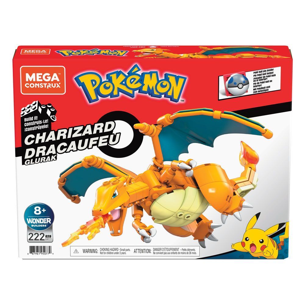 Pokémon Mega Construx Wonder Builders Bauset Glurak 222 Teile 10 cm