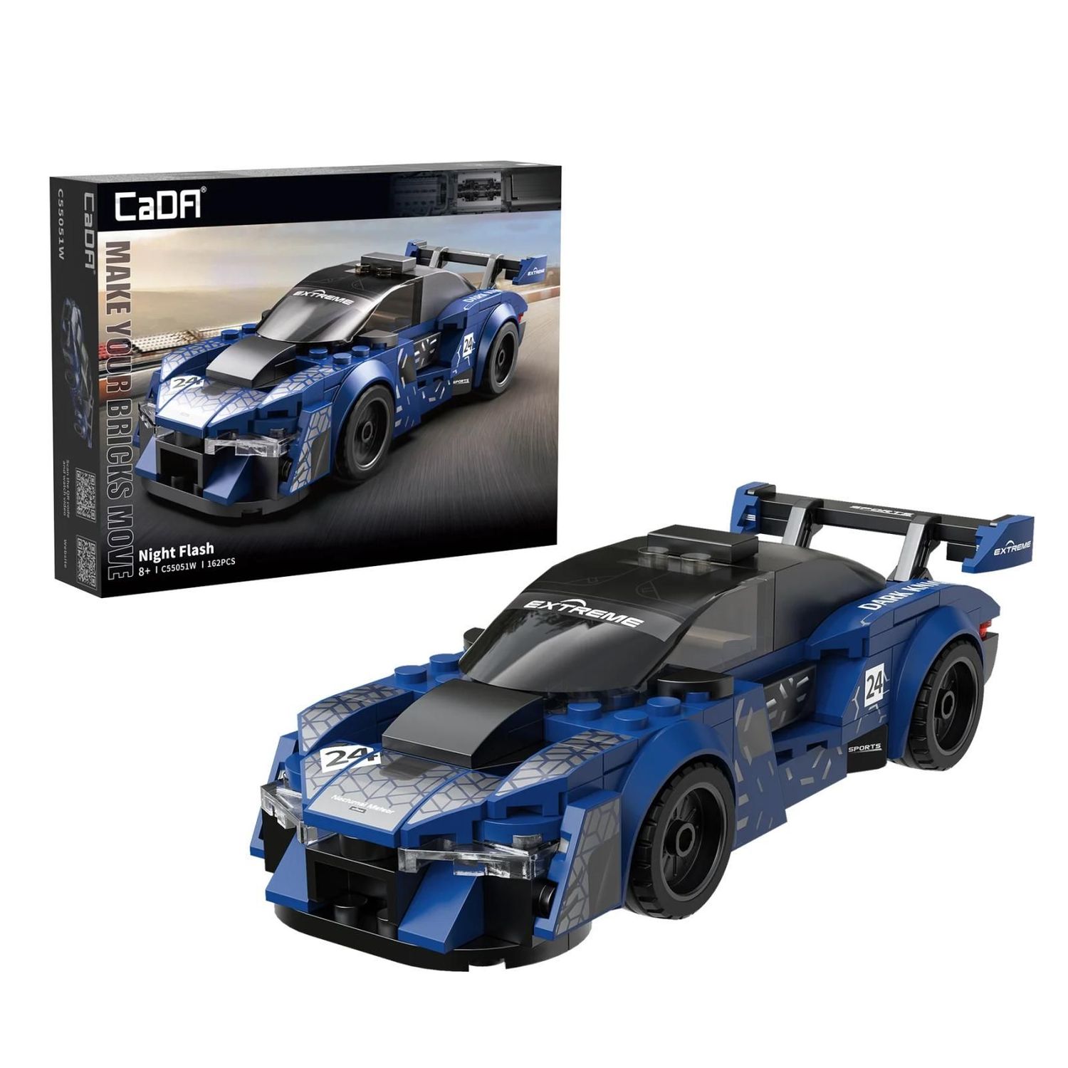 CaDA Night Flash 1:24 Sports Car (162 Teile) Auto Klemmbaustein