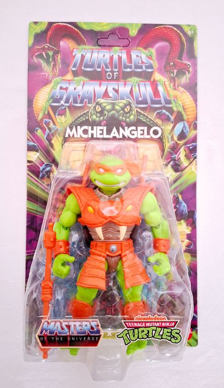 MOTU X TMNT Turtles of Grayskull Michelangelo Actionfigur 14 cm MOC MOTU X TMNT Turtles of Grayskull Michelangelo Actionfigur 14 cm MOC