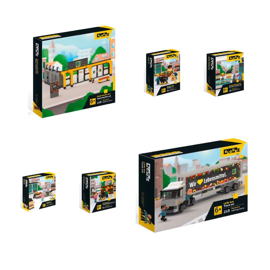 Blockz Edeka komplettes Supermarkt Set ALLE 6 Set´s inkl. LKW