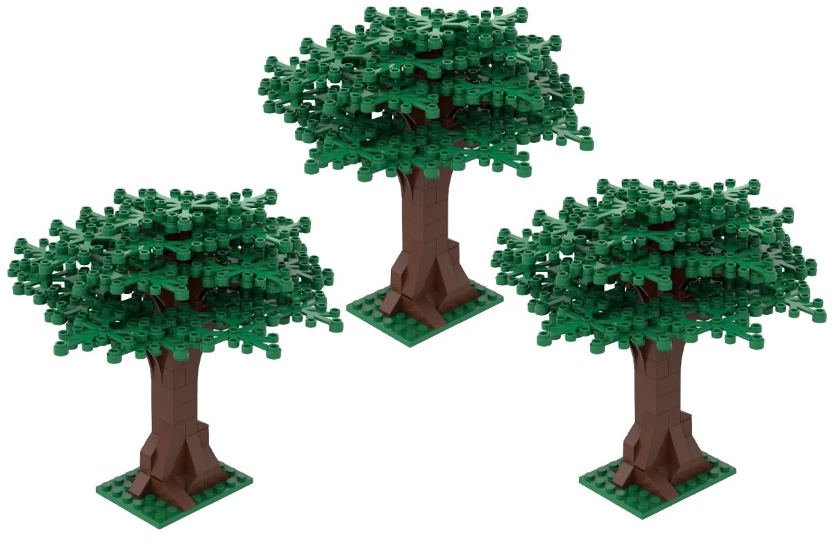 Klemmbausteine 3er Set Großer Baum grün MOC City Wald Ritter Mittelalter !