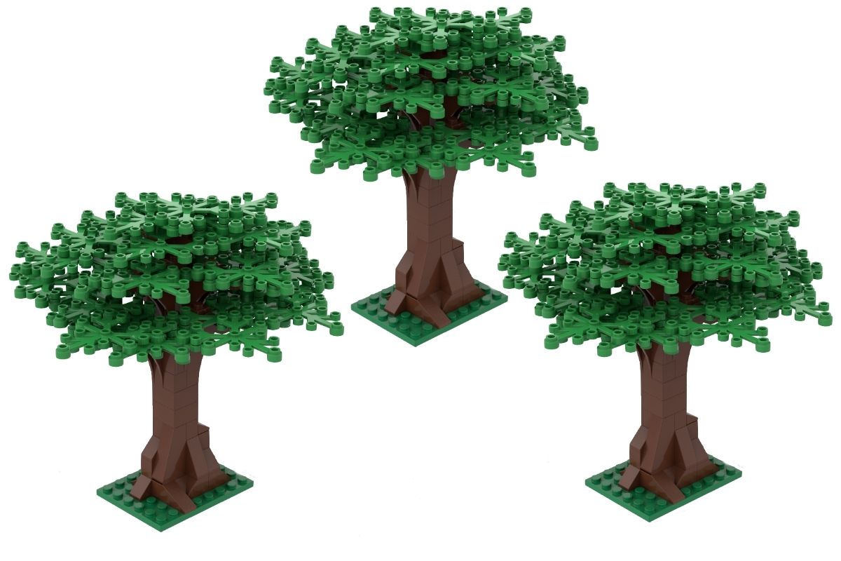 Klemmbausteine 3er Set Großer Baum hellgrün MOC City Wald Ritter Mittelalter