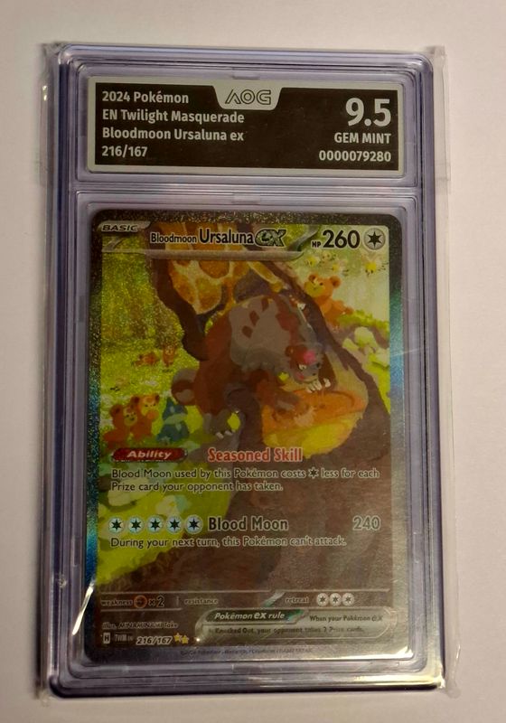 Pokemon 2024 Twilight Masquerade Bloodmoon Ursaluna ex PSA/AOG 9.5 216/167 MINT