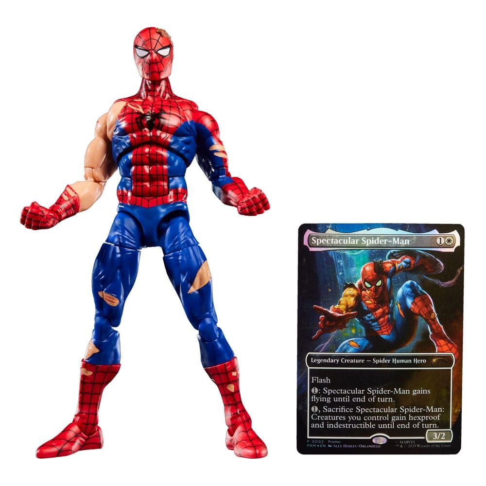 Marvel Legends Magic: The Gathering Actionfigur Battle-Damaged Spider-Man Karte
