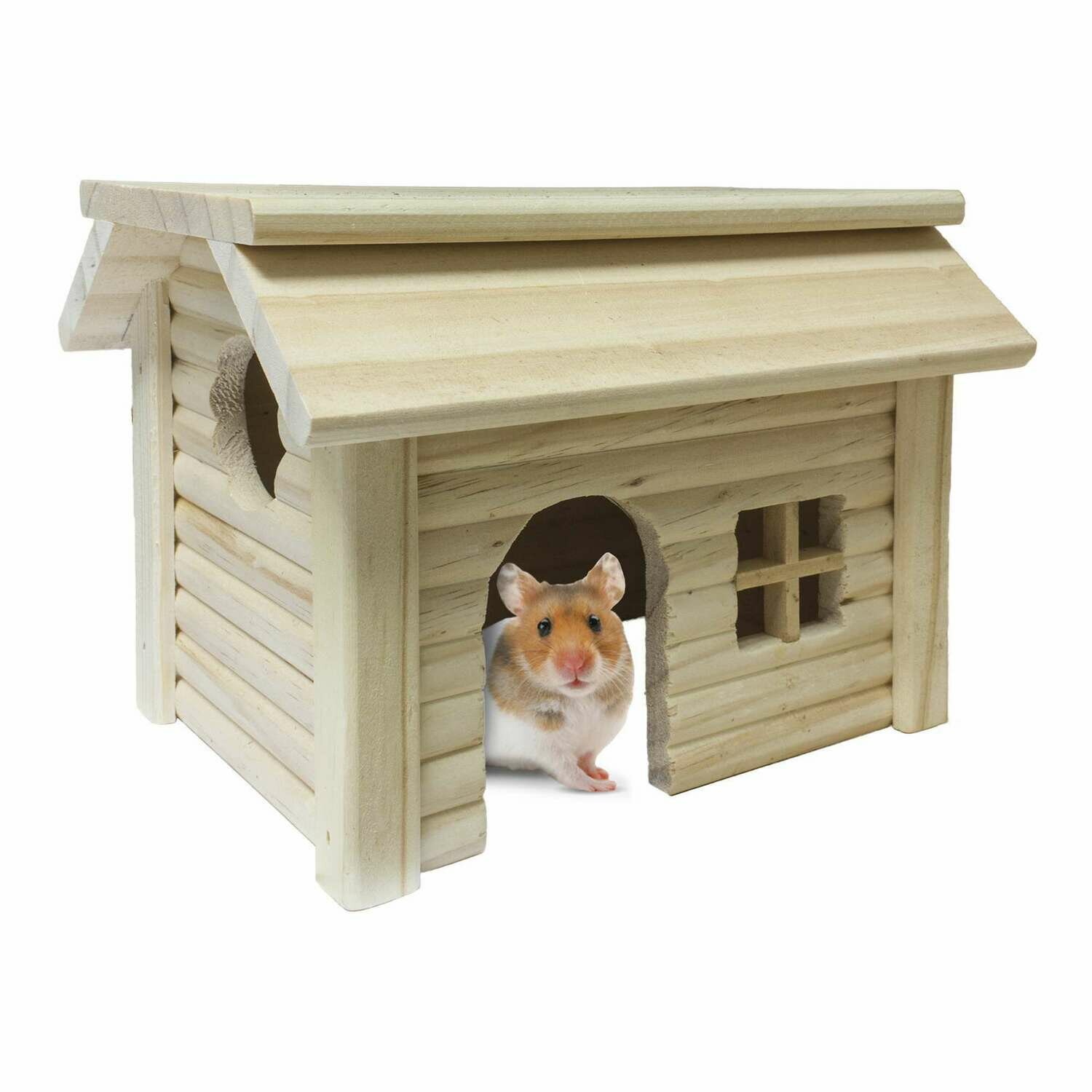 Accesorio de recreo Casita de madera con ventana para roedores