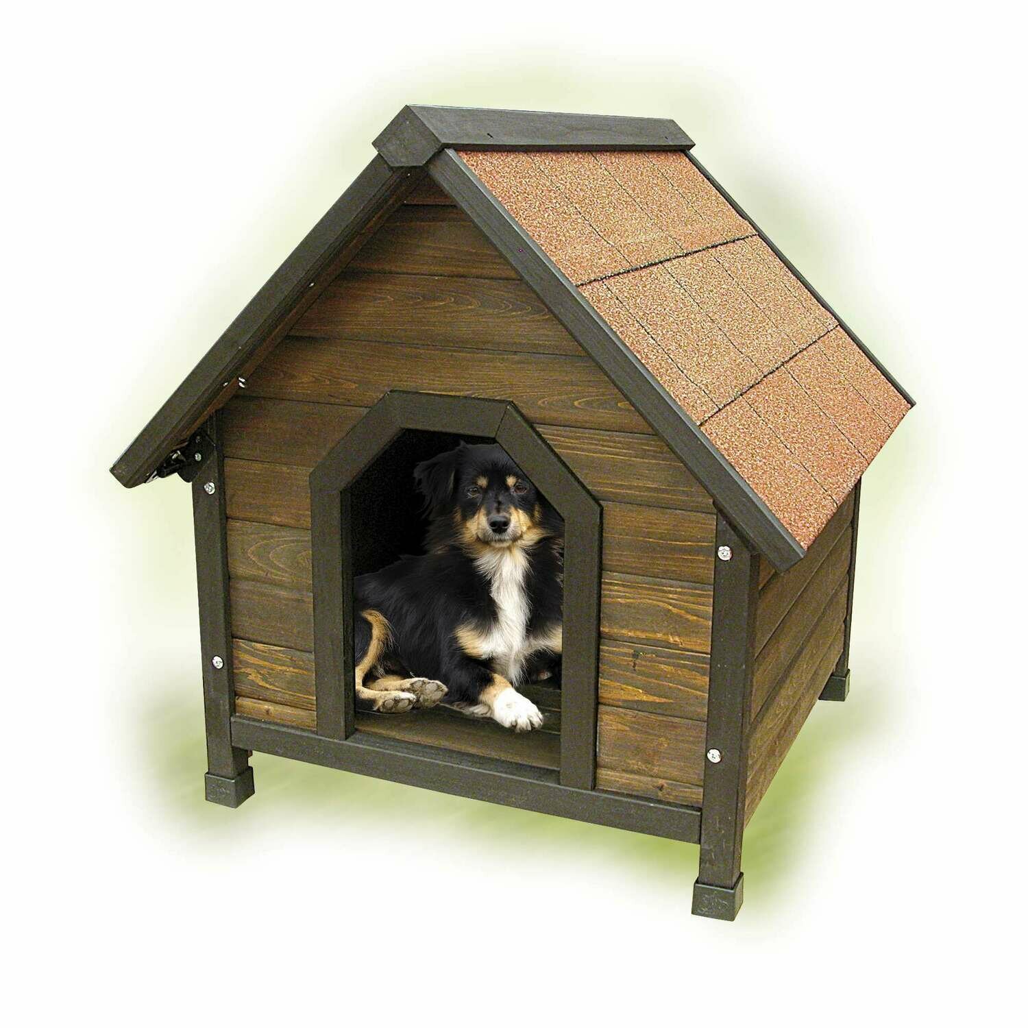 Caseta de madera con techo impermeable