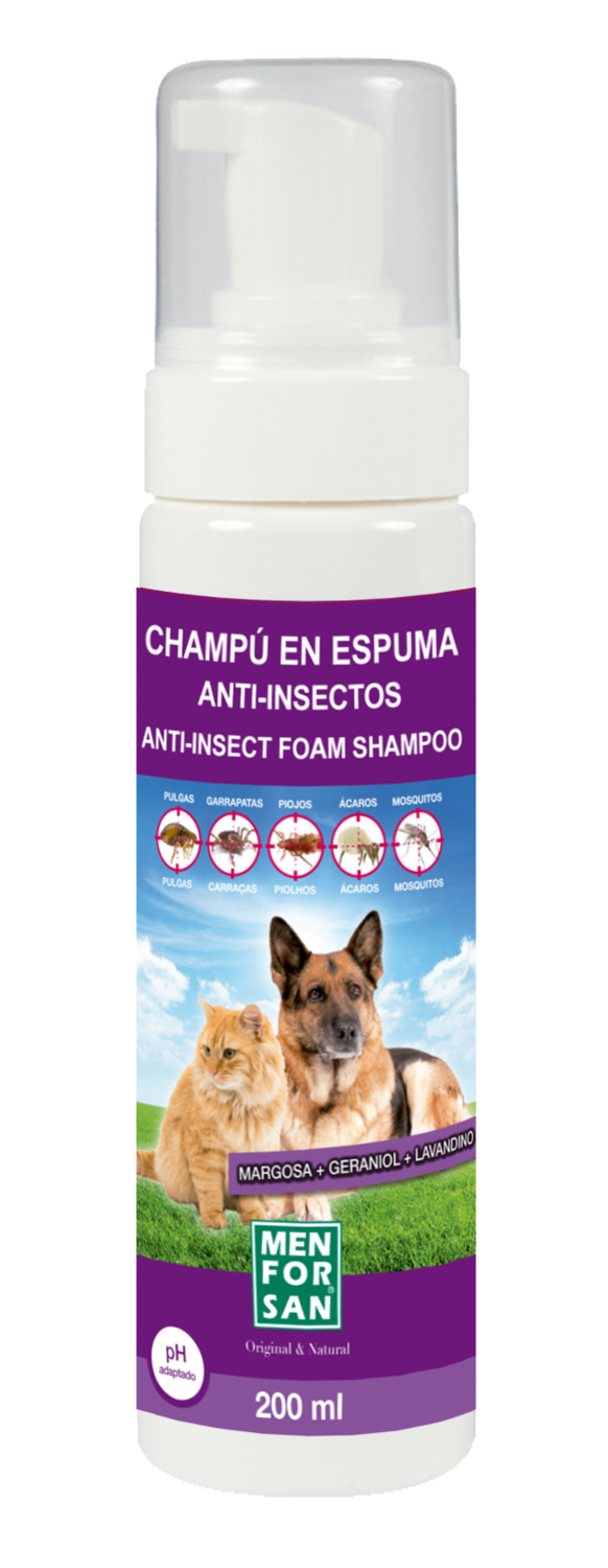 CHAMPÚ ESPUMA ANTI-INSECTOS CON MARGOSA, GERANIOL Y LAVANDINO