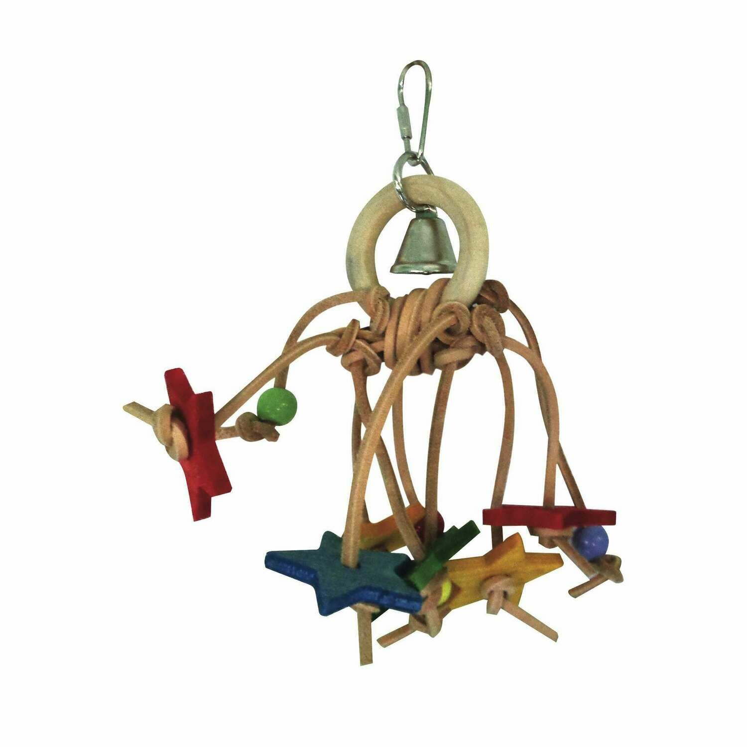 Juguete de madera con estrellas para pájaros