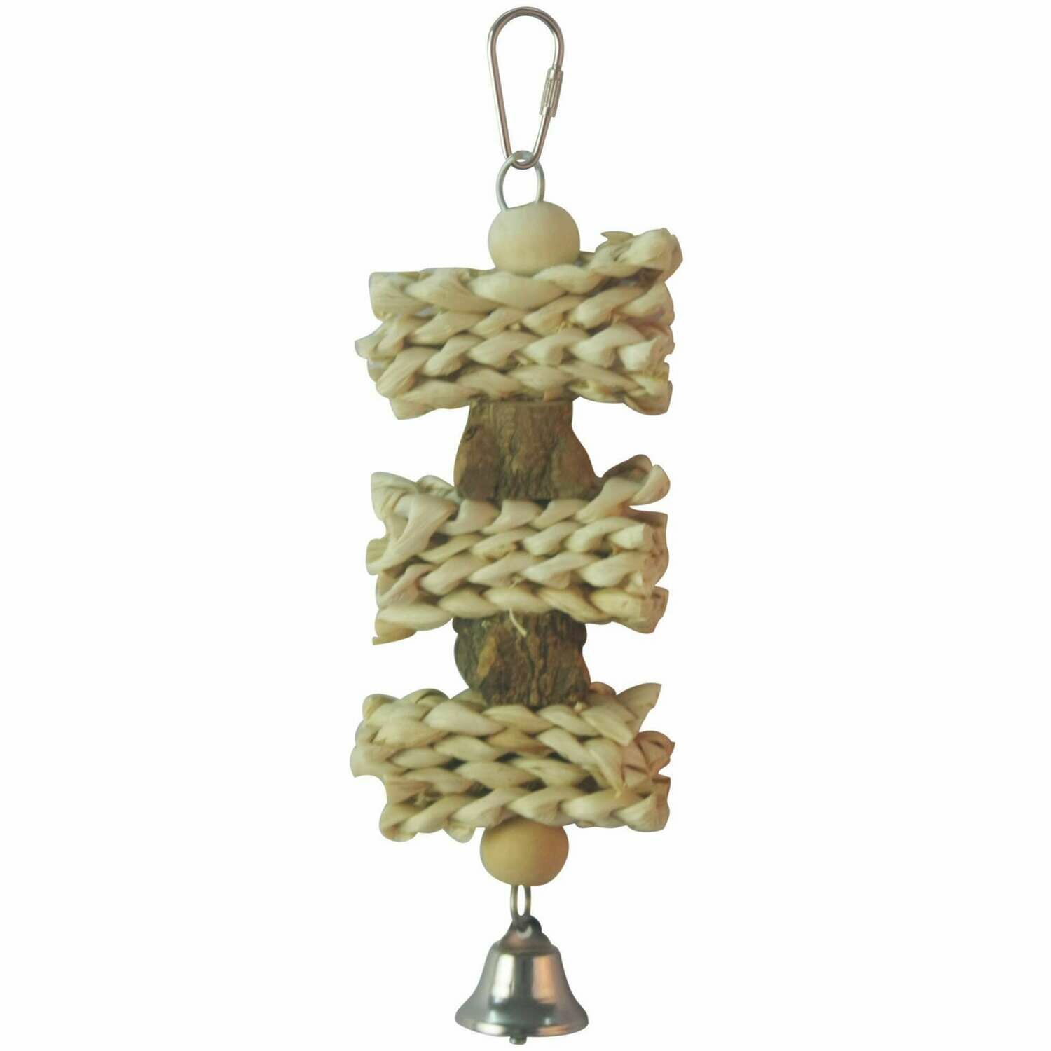 Juguete de madera natural con campana para pájaros