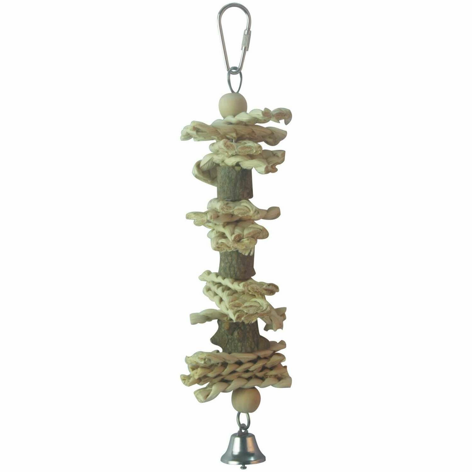Juguete de madera natural con campana para pájaros