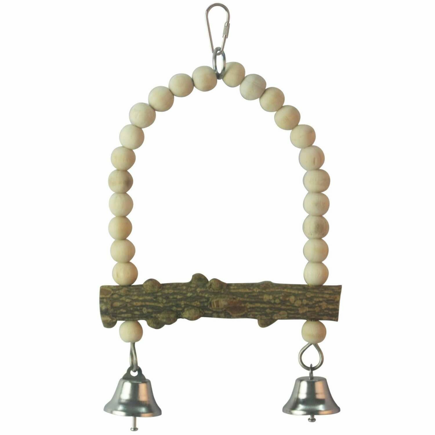 Juguete de madera natural con campanas para pájaros