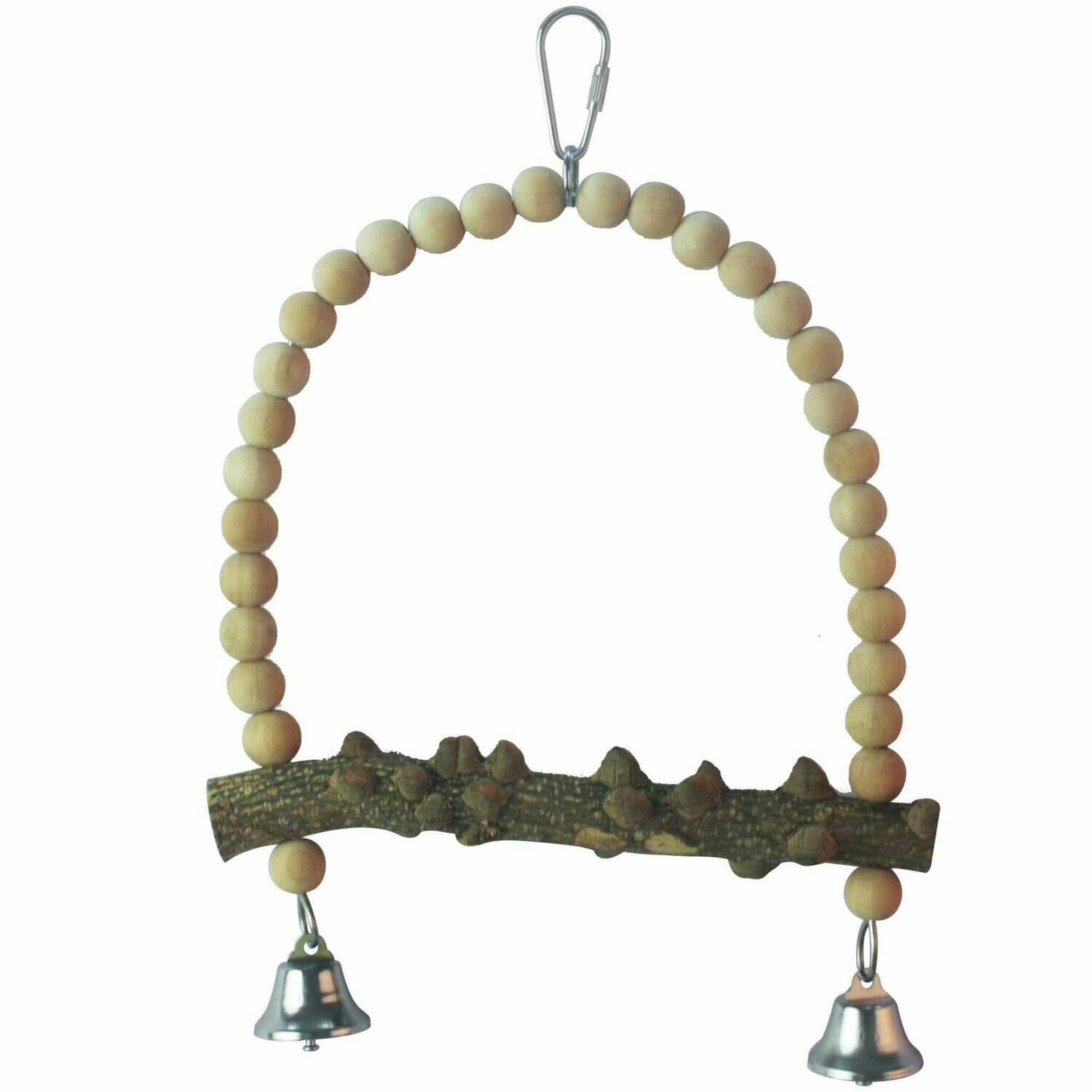 Juguete de madera natural con campanas para pájaros