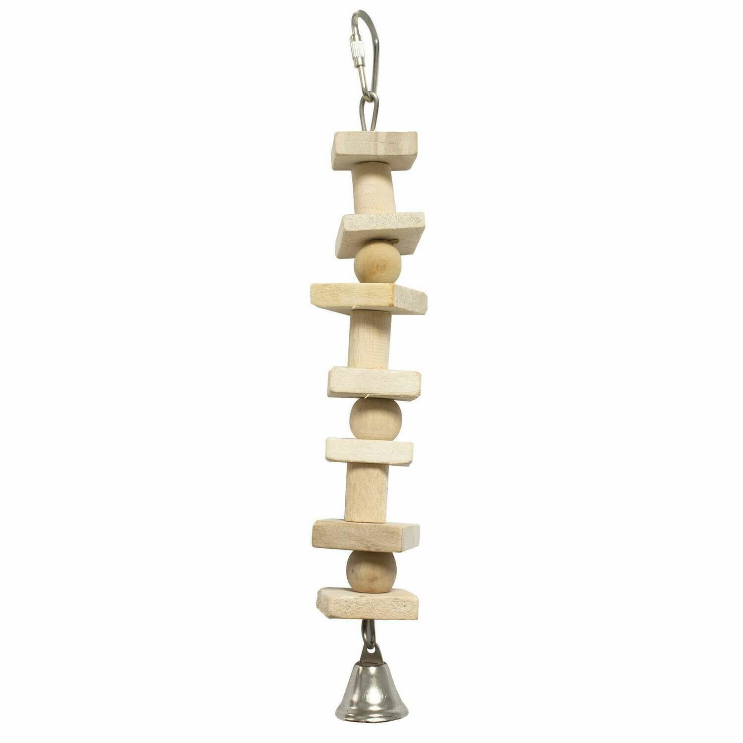Juguete de madera natural con cuentas para pájaros