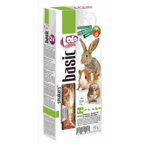 Lolo Pets Smakers 2 barritas para conejos y roedores 90 G con fresas y bayas