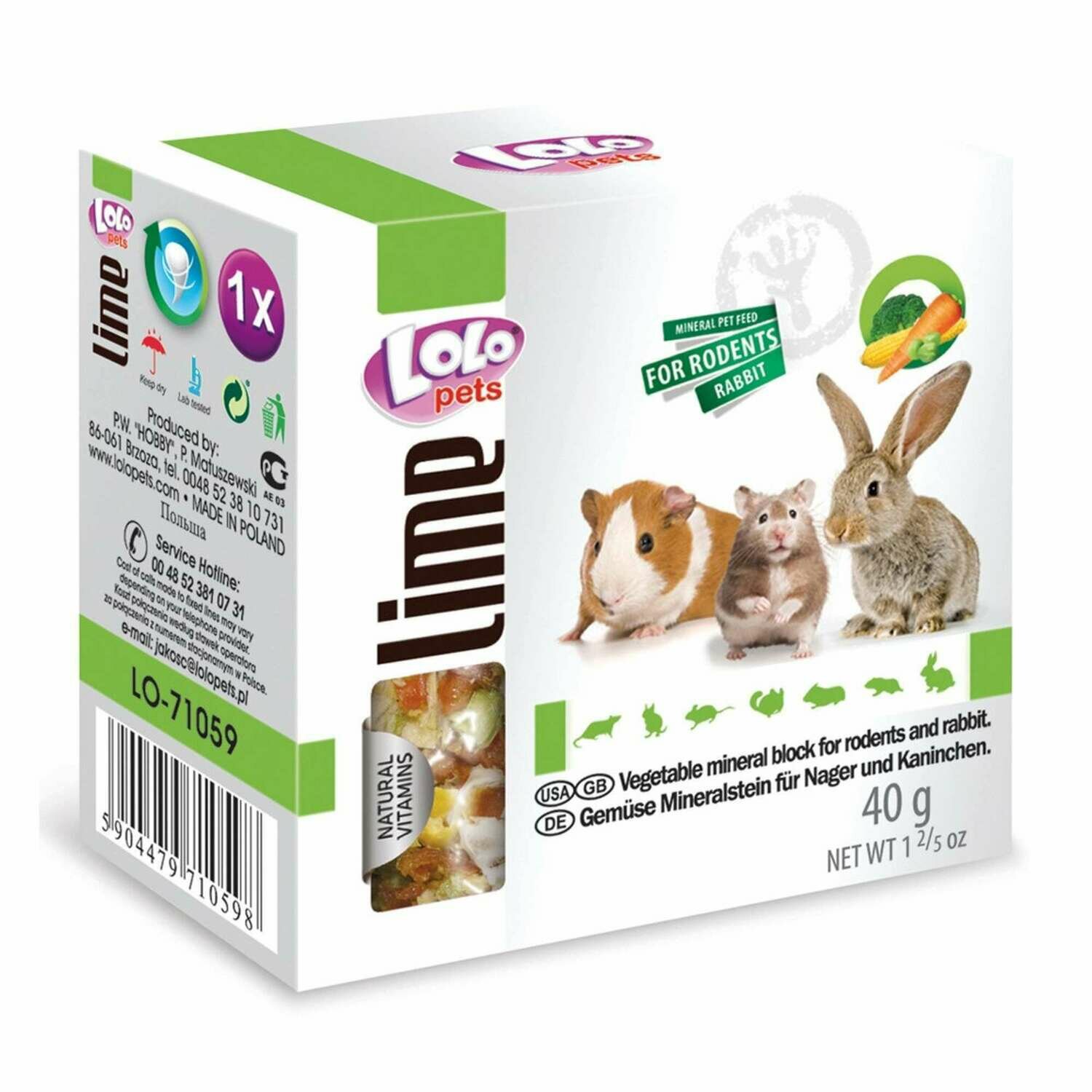 Masticable, bloque mineral de maíz para roedores "LOLO"