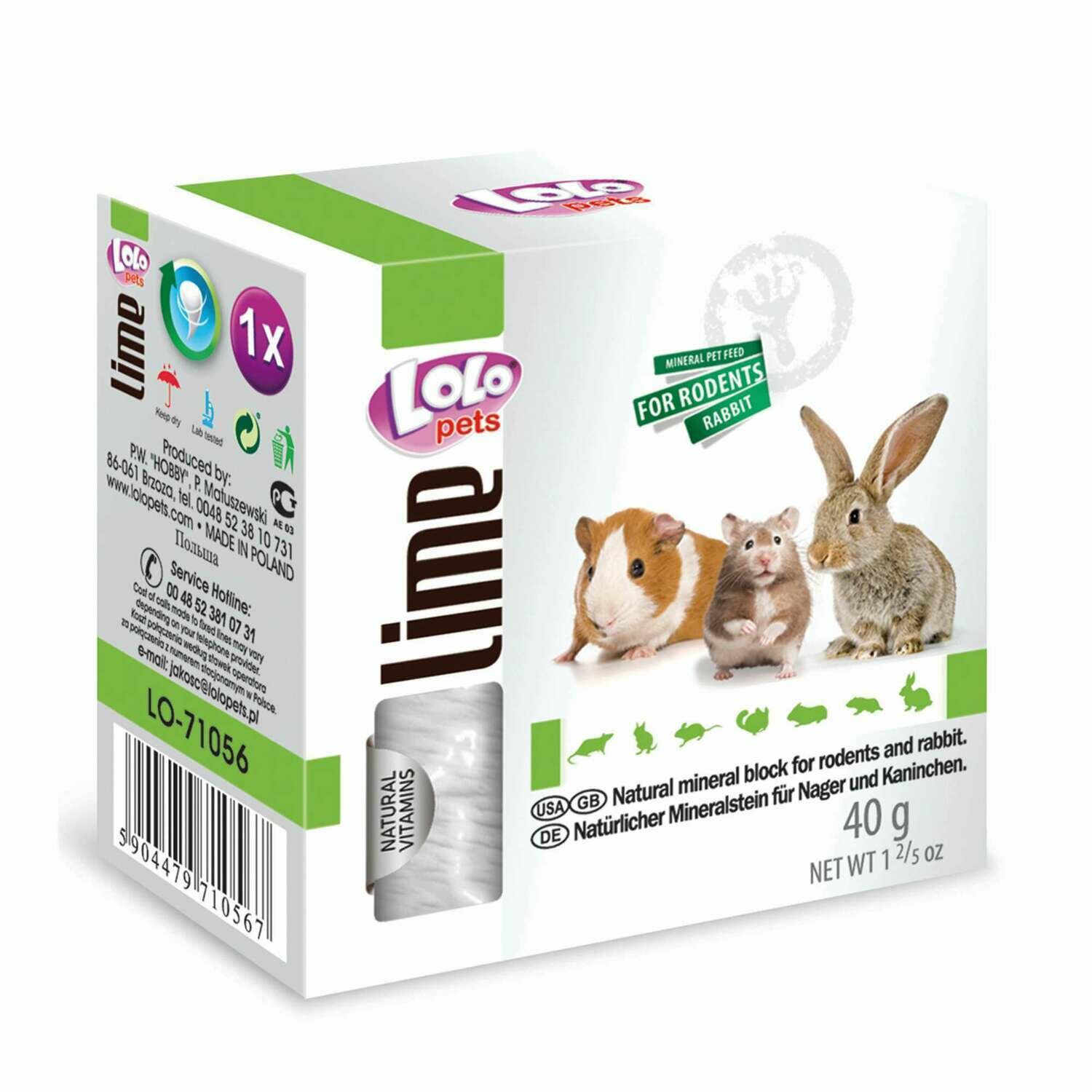 Masticable, bloque mineral natural para roedores "LOLO"