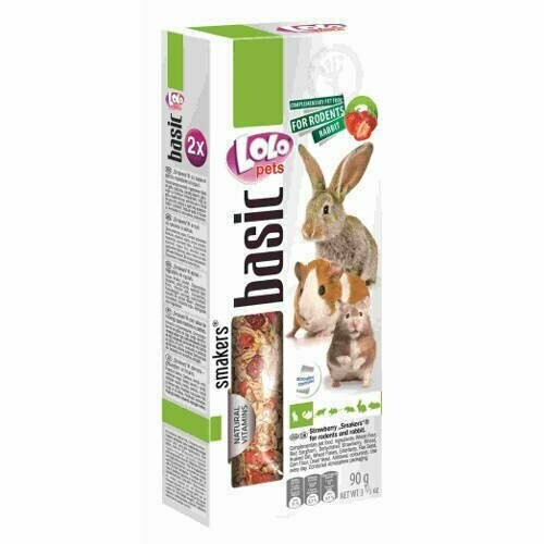 Lolo Pets Smakers 2 barritas para conejos y roedores 90 G con fresas y bayas