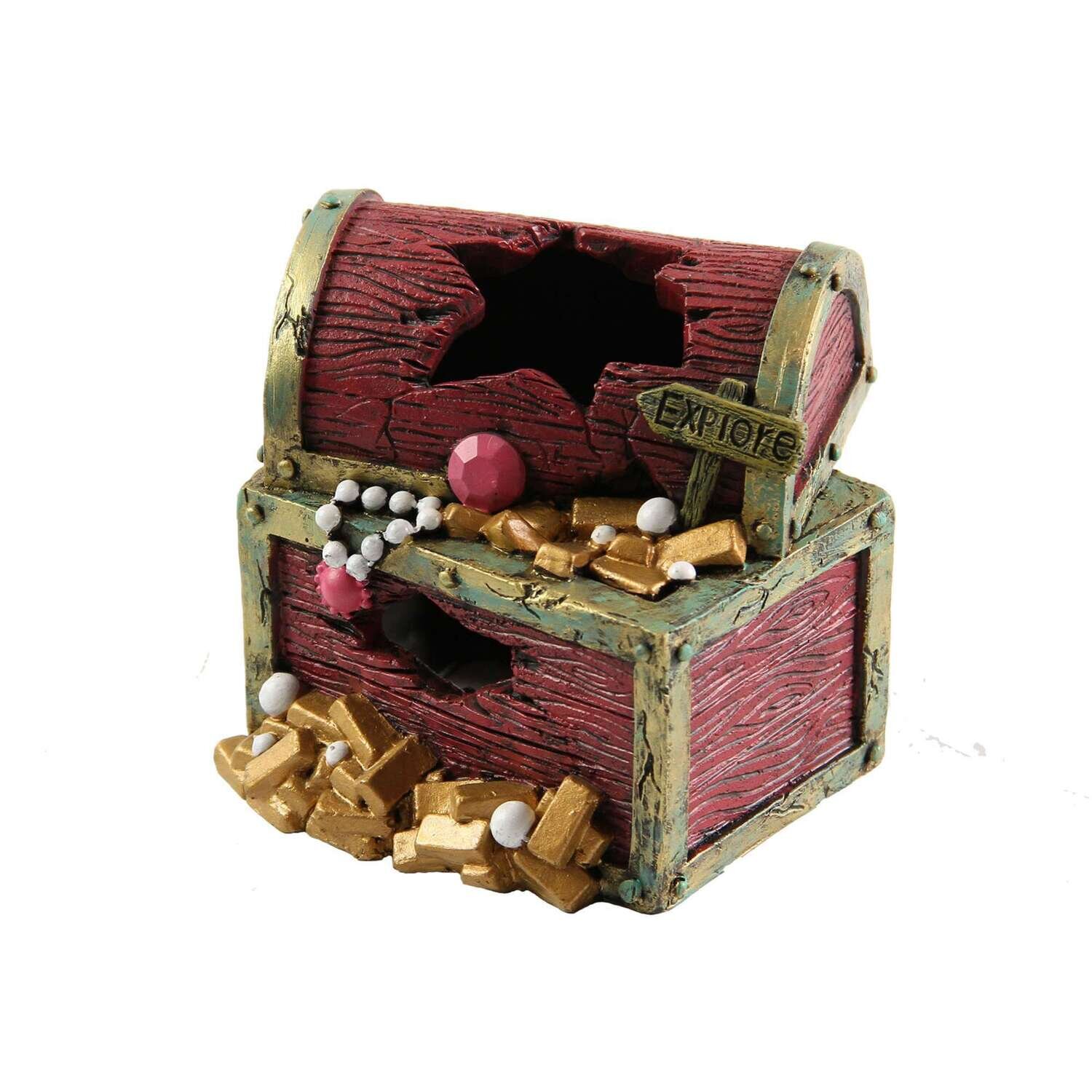 Ornamentos cofre de tesoro granate 11,5x10,5x9,5 cm