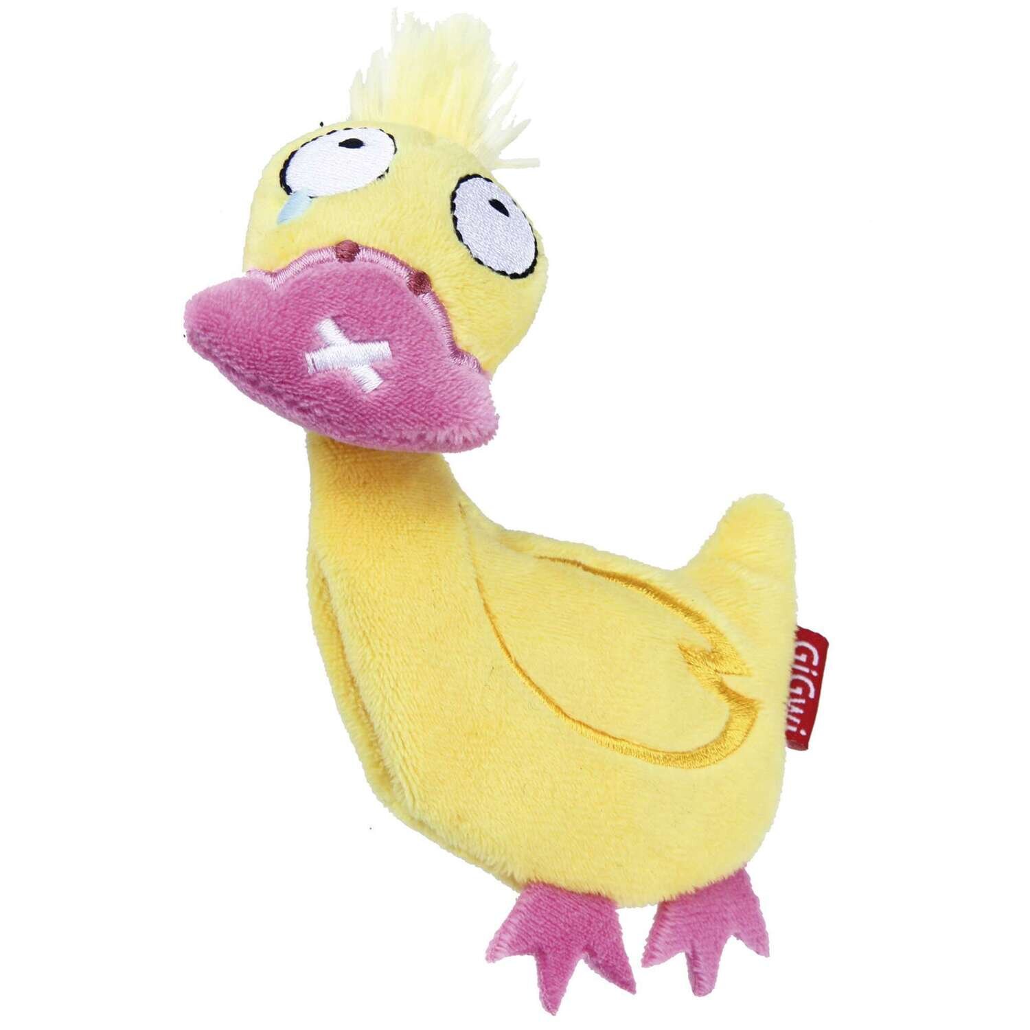 Juguete pato con hierba gatera y hojas de silver vine rellenable GiGwi 14x10x2,5 cm