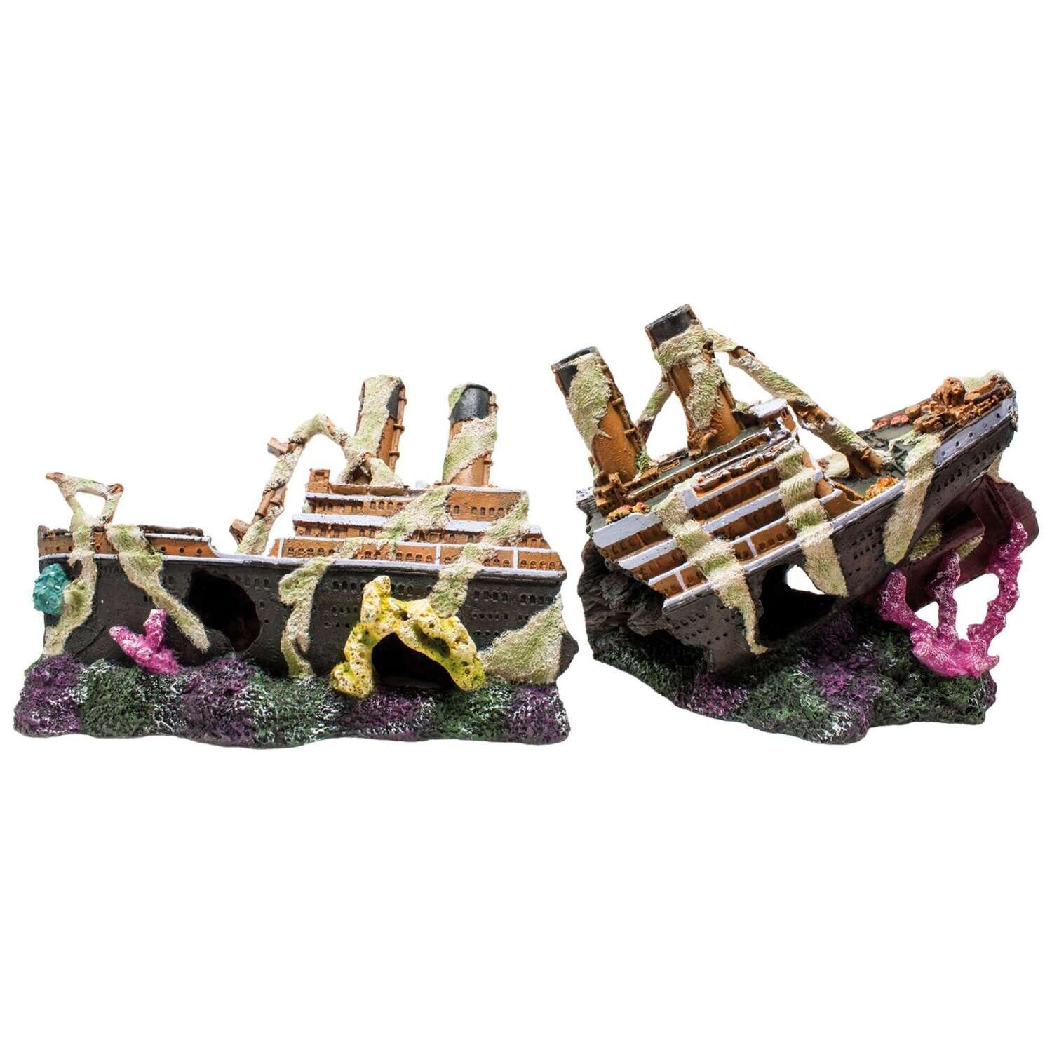 Ornamento Titanic naufragio 2 piezas 51,5x14,5x21,5 cm