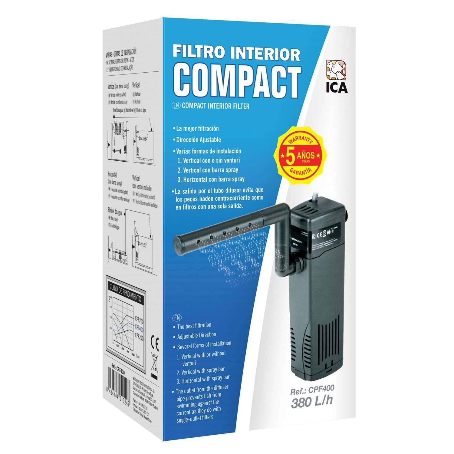 Filtro interior COMPACT 400 8,2x11x20,7 cm