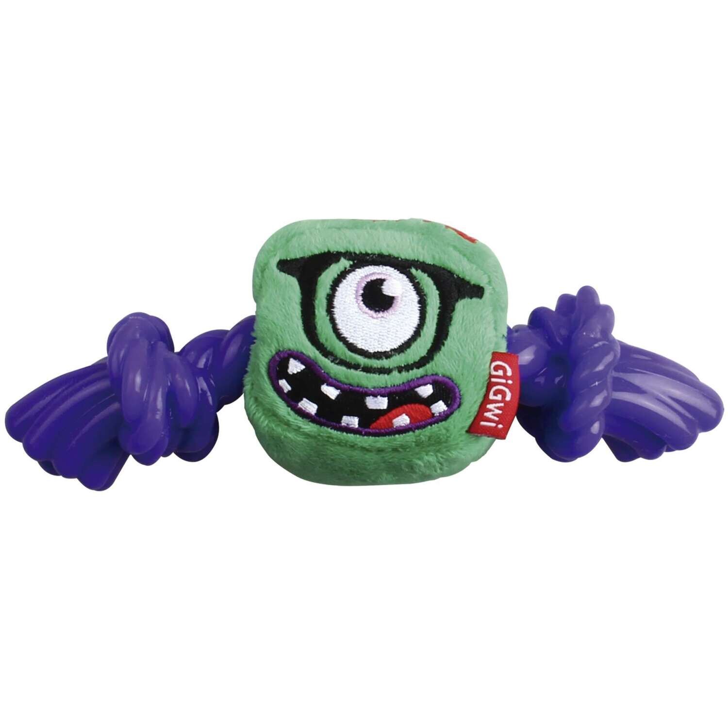 Juguete Monster Rope cabeza verde felpa y TPR GiGwi 17x6x5 cm