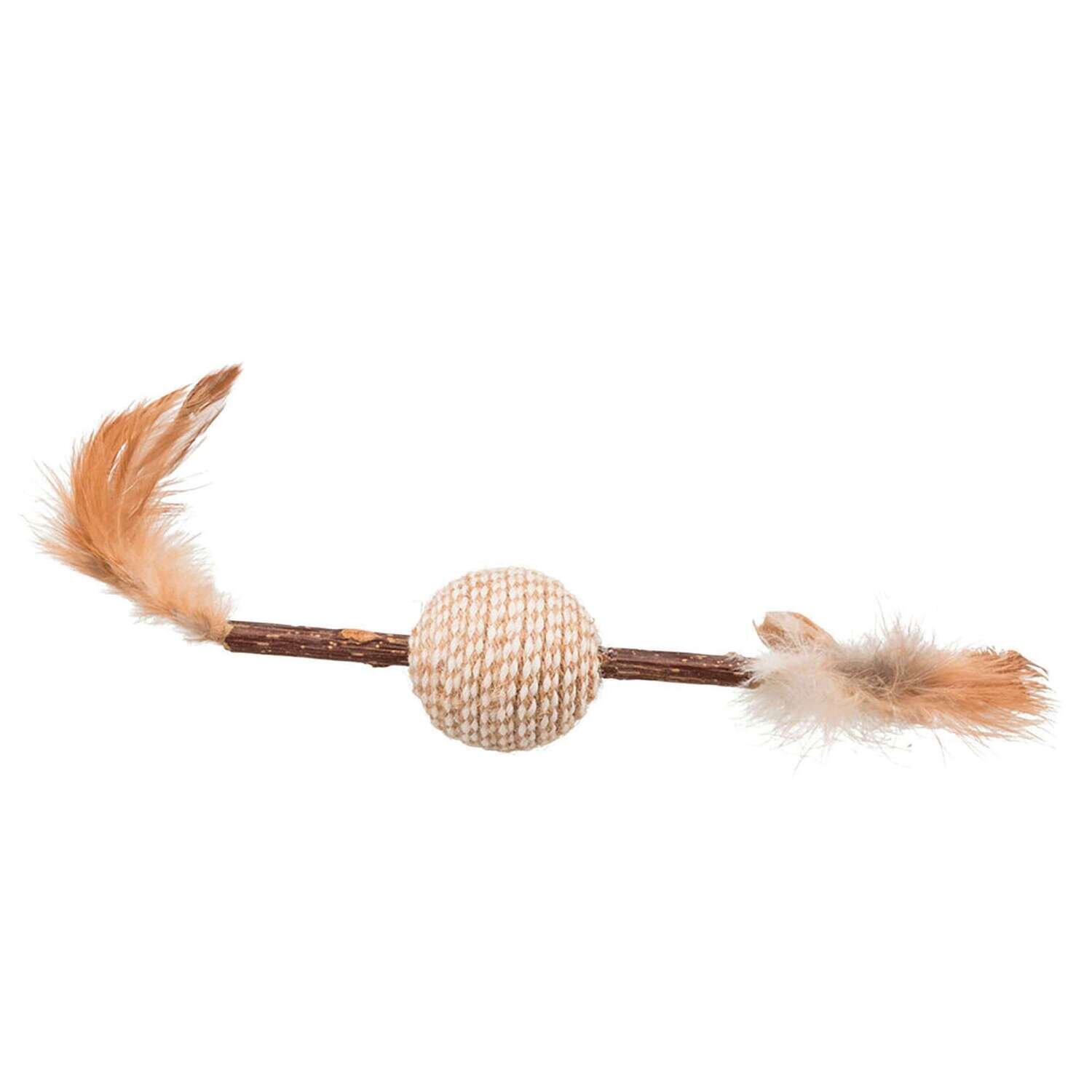Juguete natural de matatabi con plumas para gatos 28x4 cm
