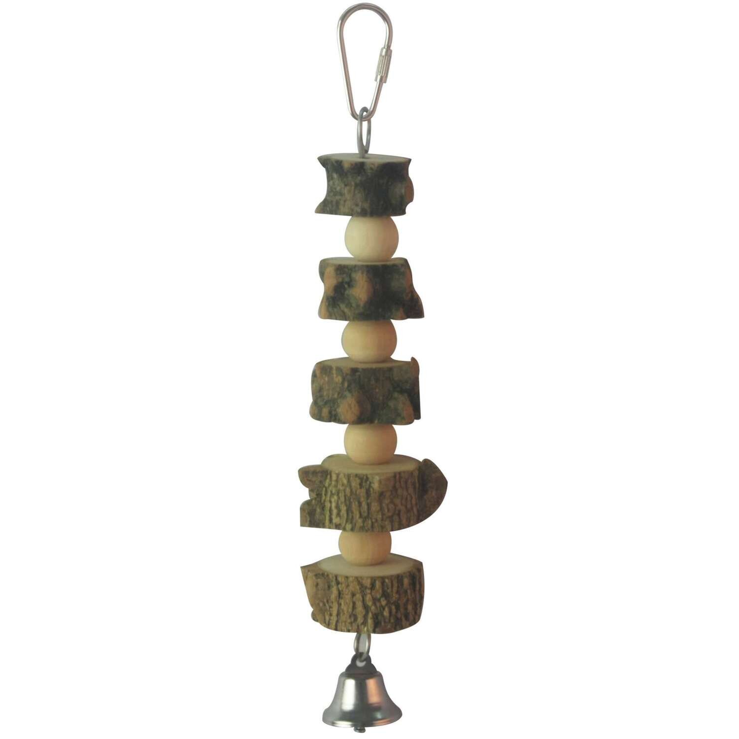 Juguete de madera natural con campana para p�jaros 3,5x20 cm