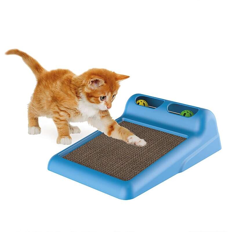 Rascador de cart�n cuadrado con bolas para gatos 40 cm