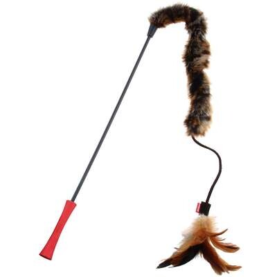 Vara de juguete con cola y plumas para gatos de GiGwi 53 cm