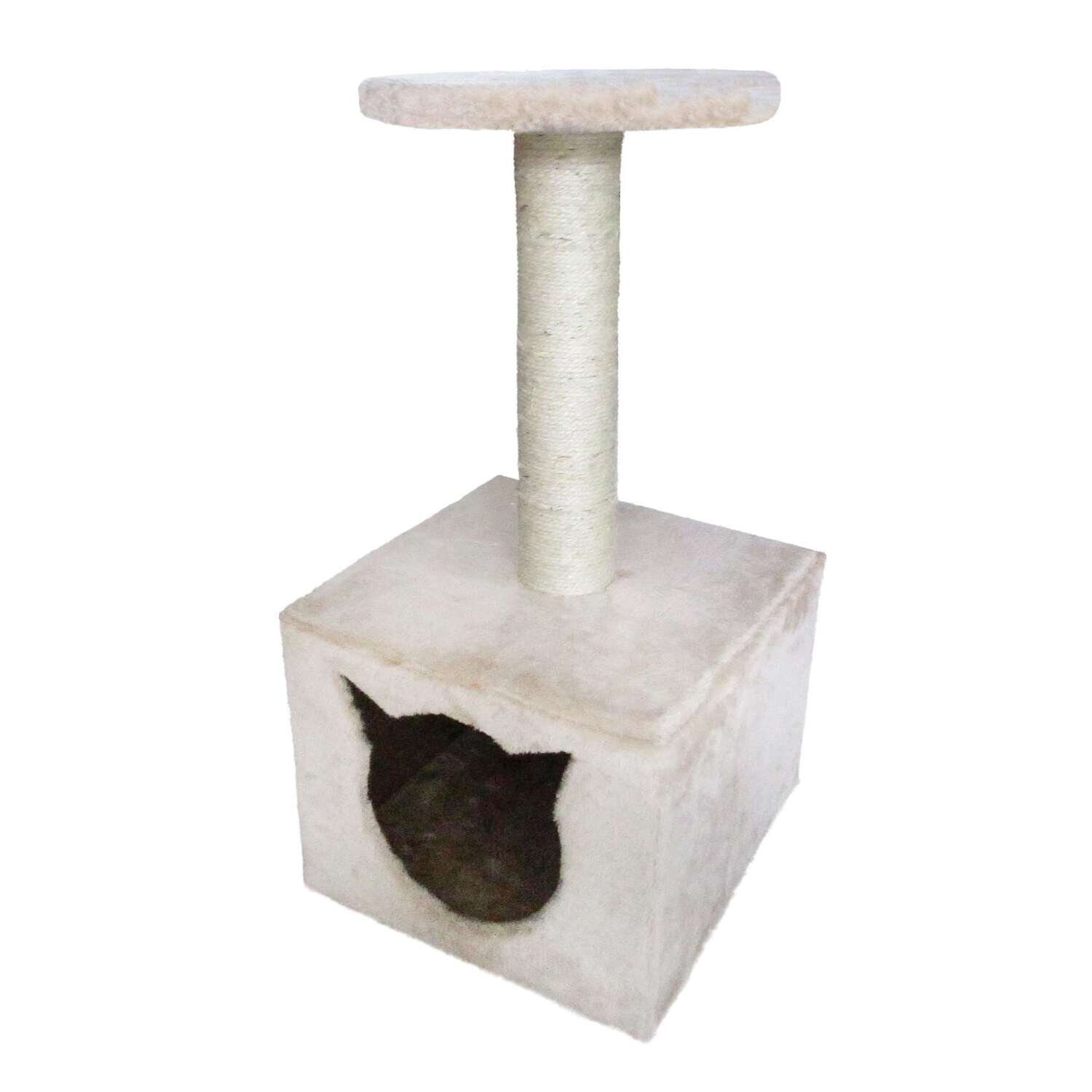 Rascador peque�o con caseta 30x30x60 cm