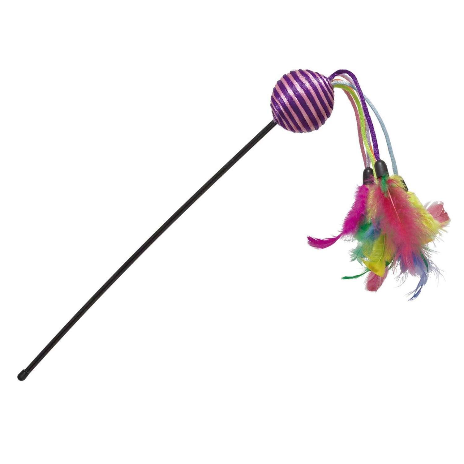 Juguete para gatos con varilla con bola y colas de plumas. 46