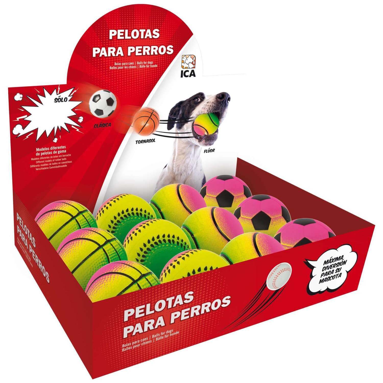 Expositor de pelotas fluorescentes 6 cm