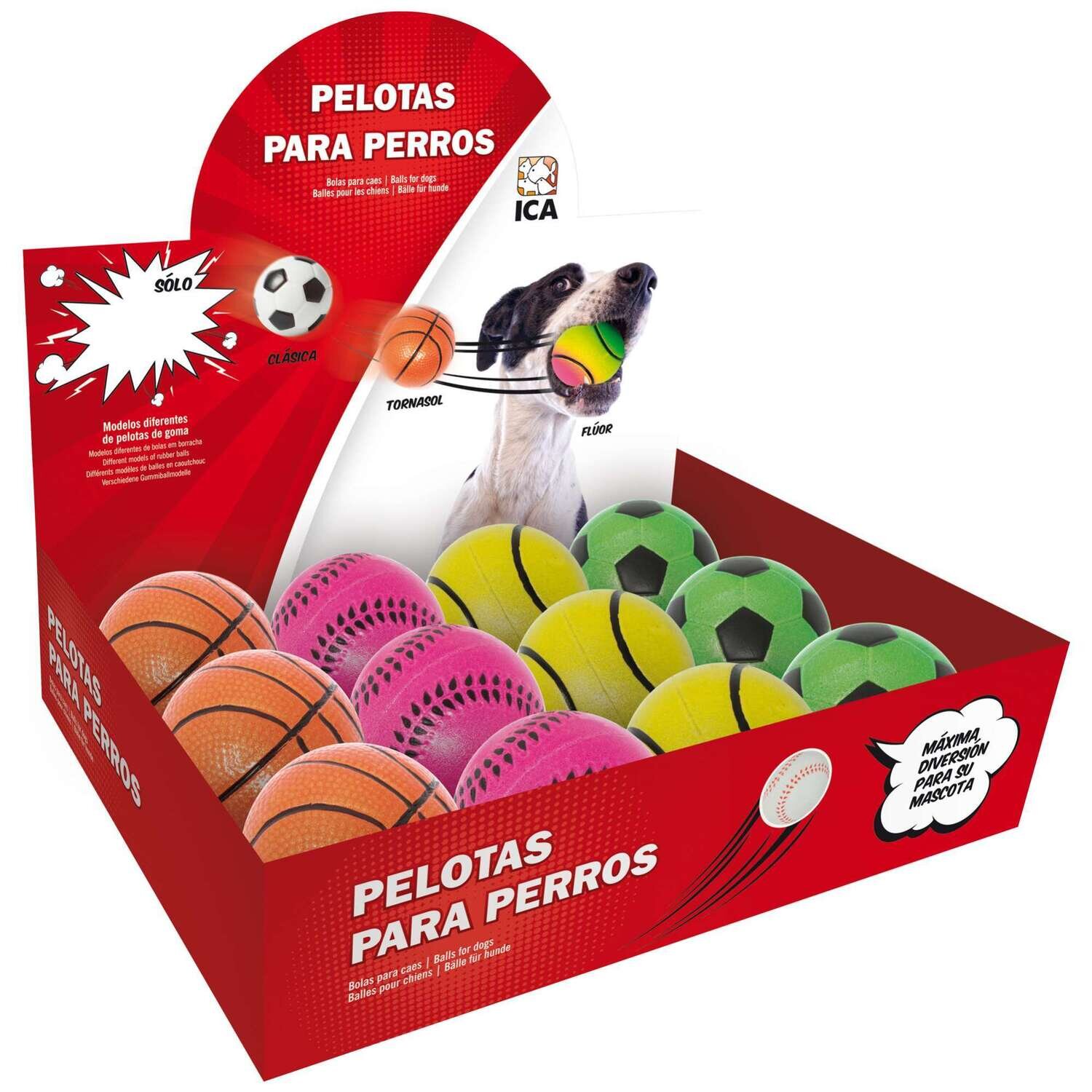 Expositor de pelotas tornasol para perros 0x6x0 cm