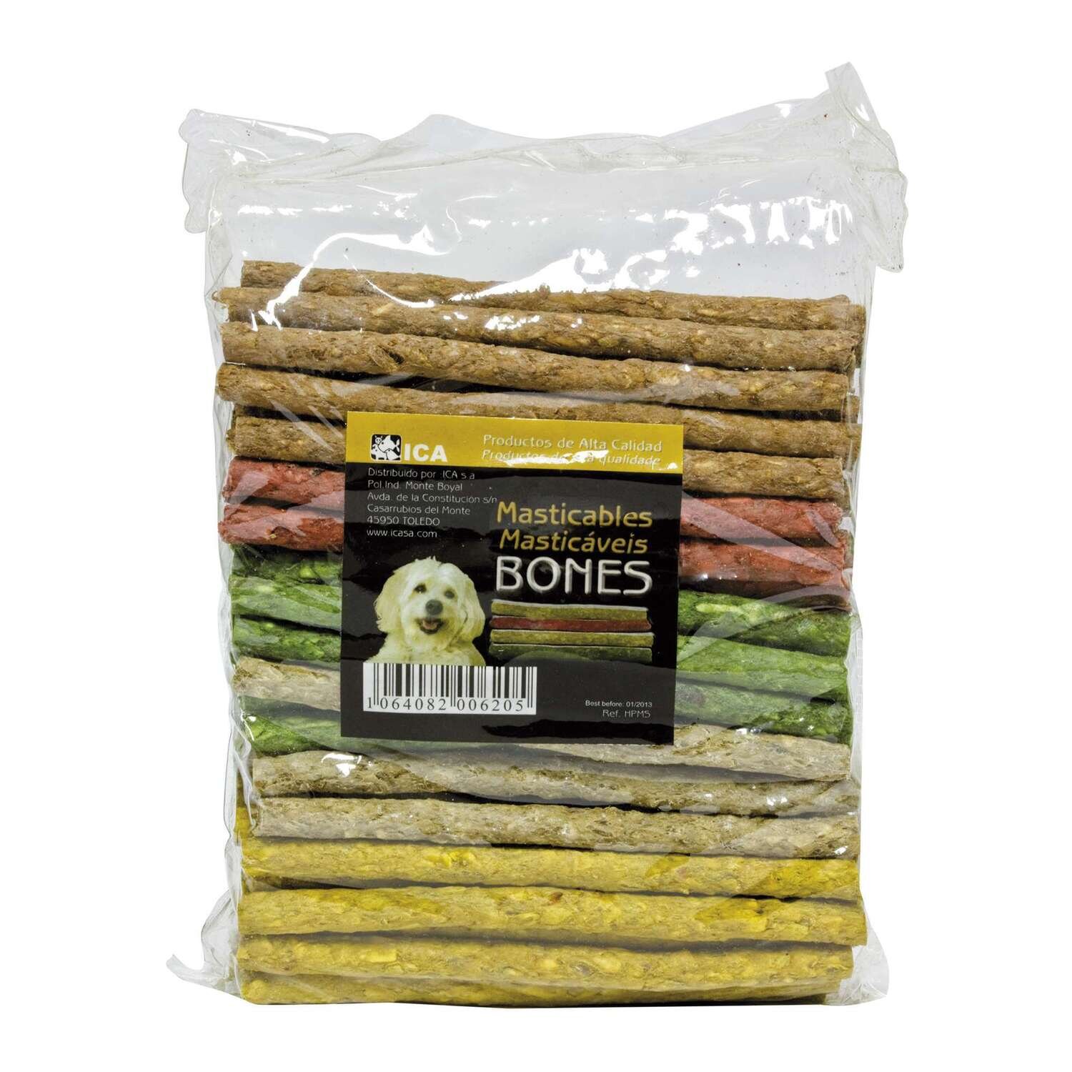 Barritas masticables de colores en bolsa 125x8 mm