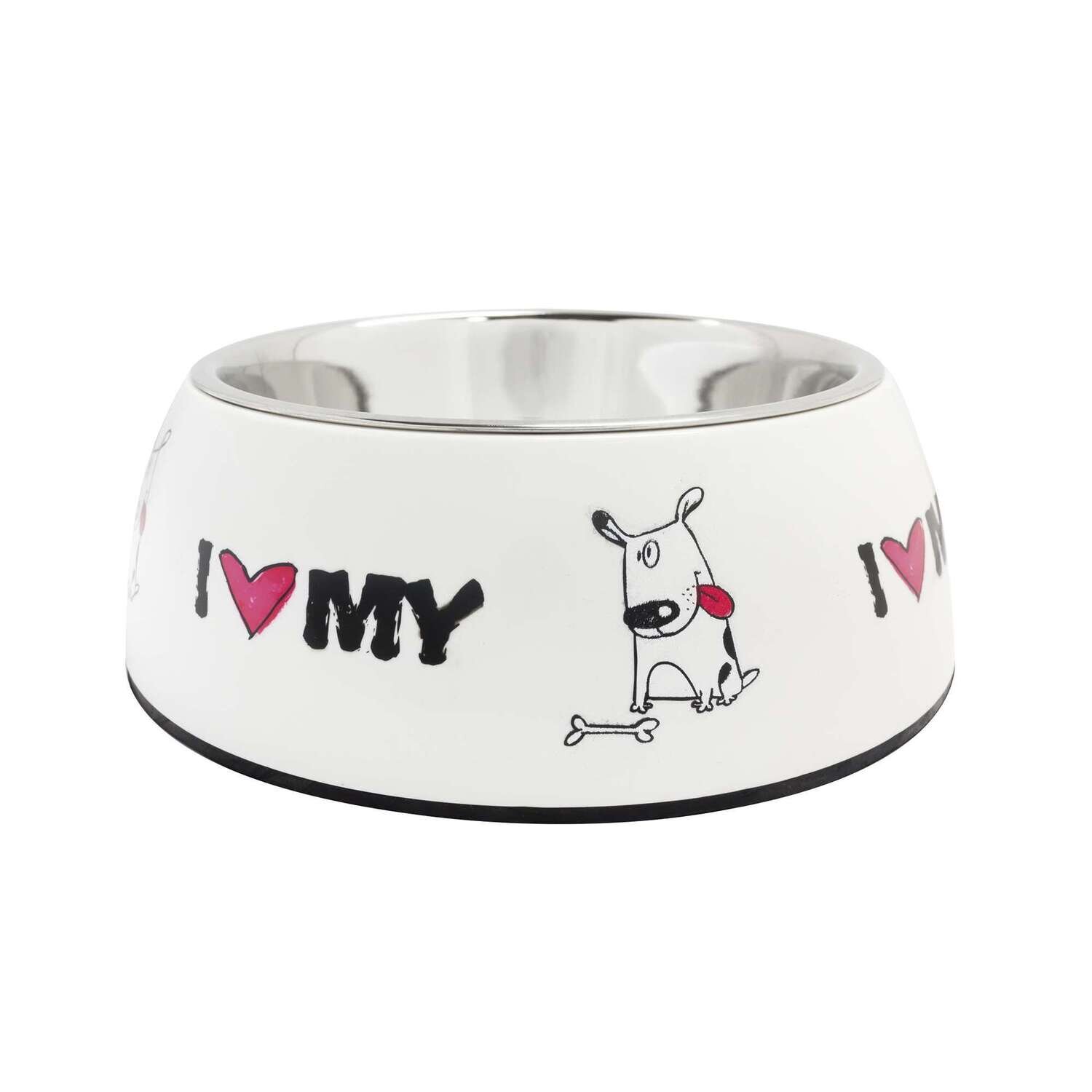 Comedero de acero inoxidable Blanco I-Love 11 cm