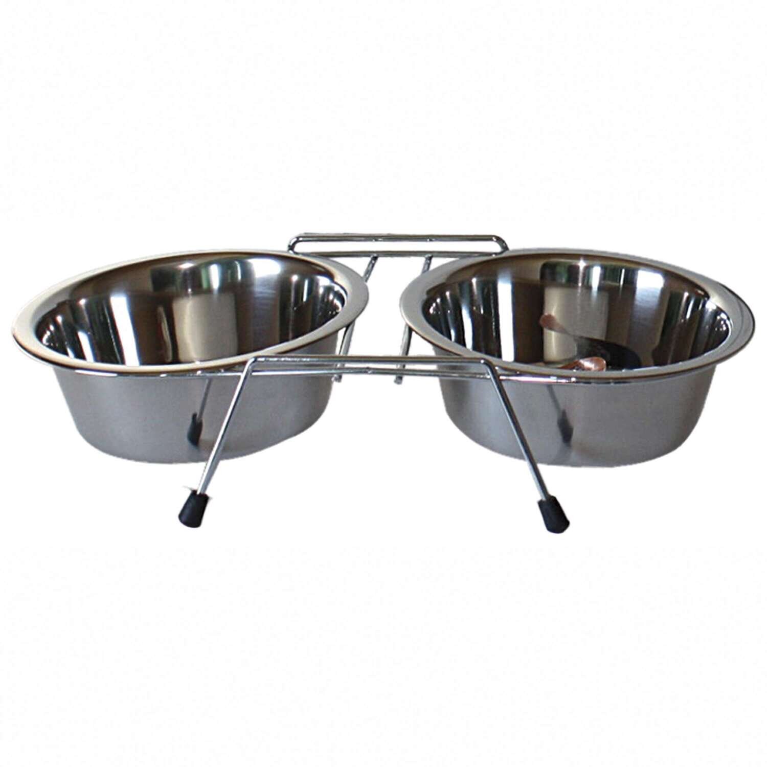 Comedero doble de acero inoxidable standard 14 cm