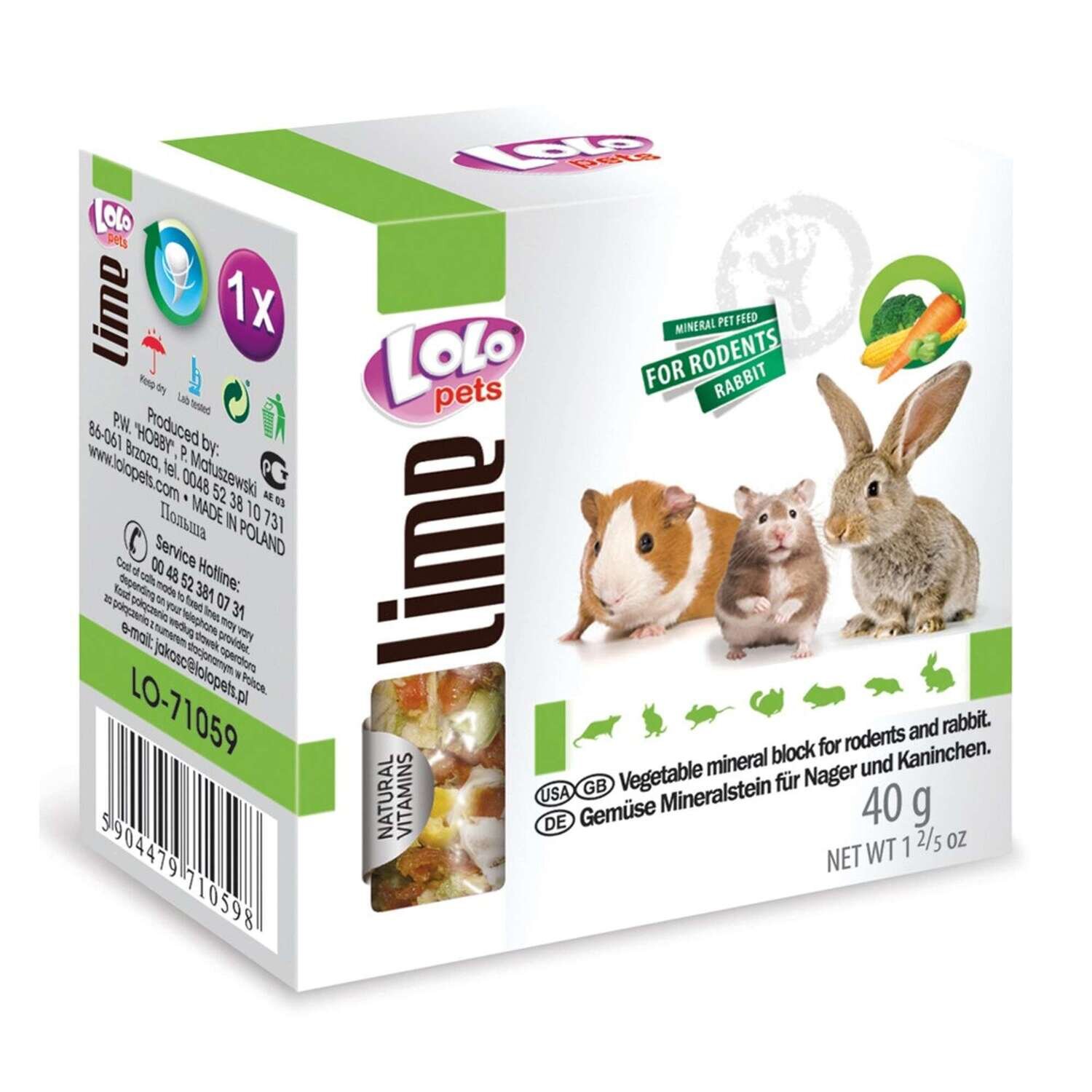 Masticable, bloque mineral de ma�z para roedores "LOLO"
