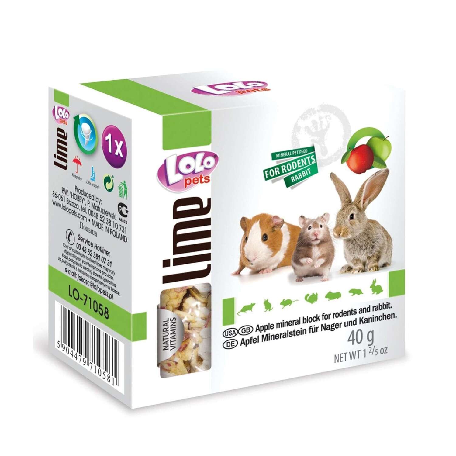 Masticable, bloque mineral de manzana para roedores "LOLO"