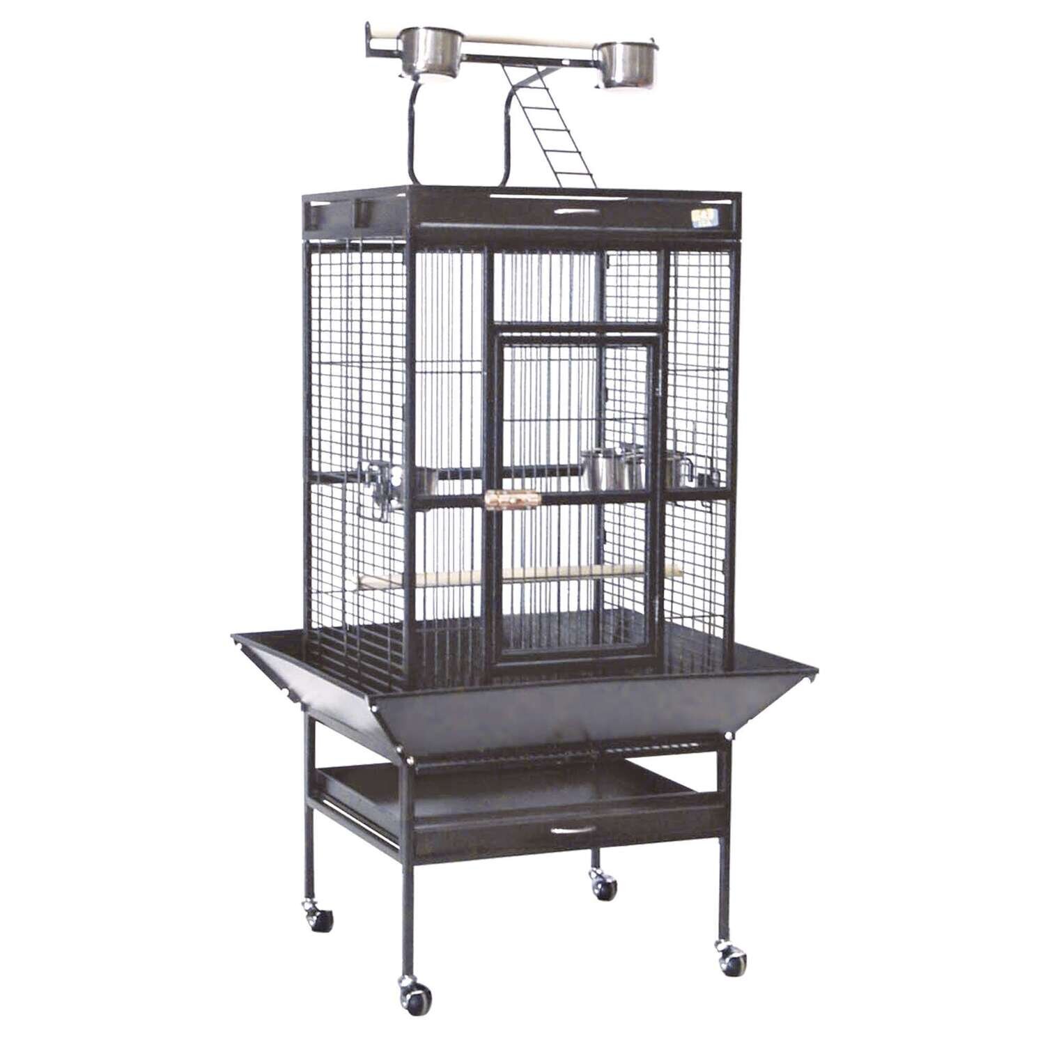 Jaula PARQUE en gris-forja con pie exterior para p�jaros 61x56x156 cm