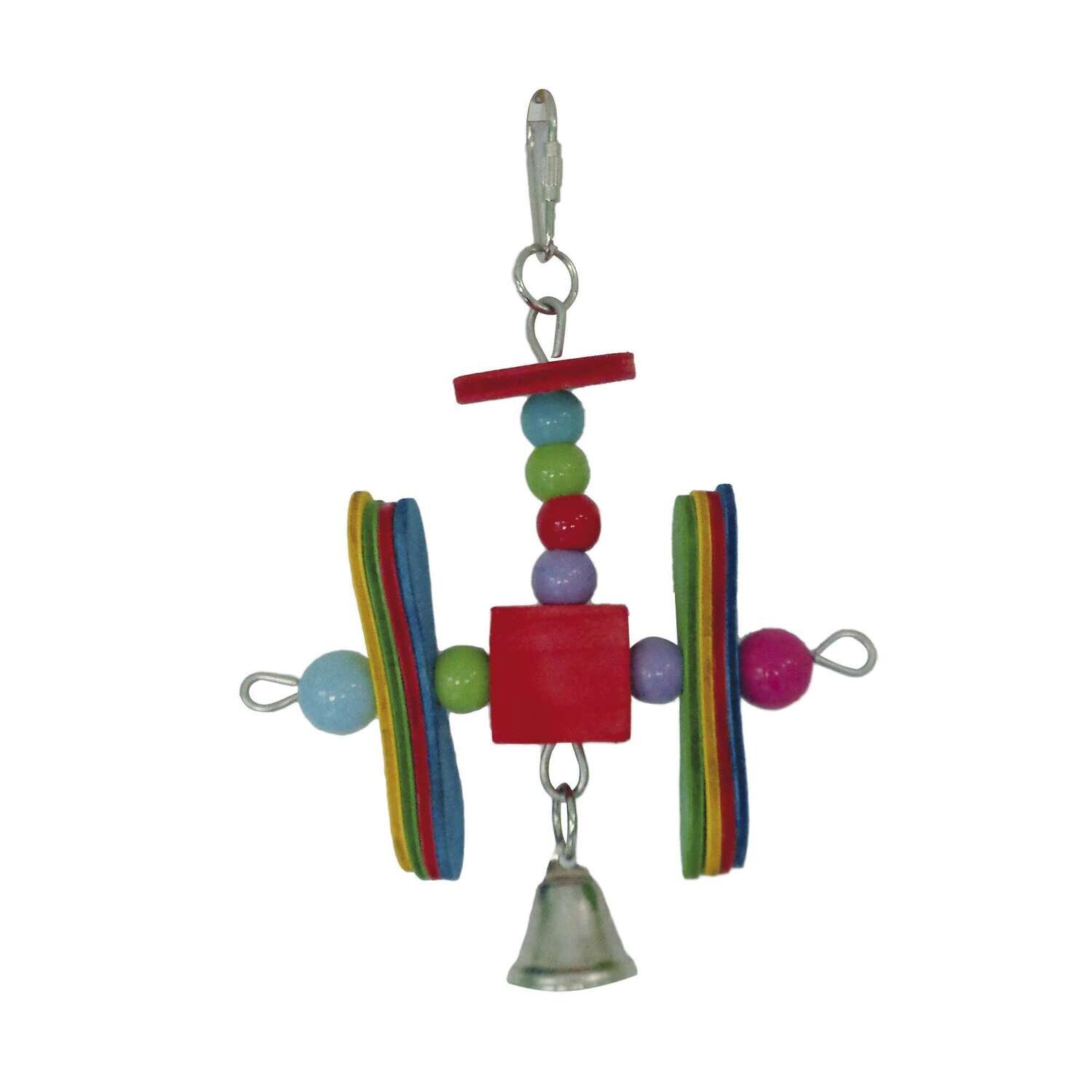 Juguete de madera con h�lices para p�jaros 18 cm