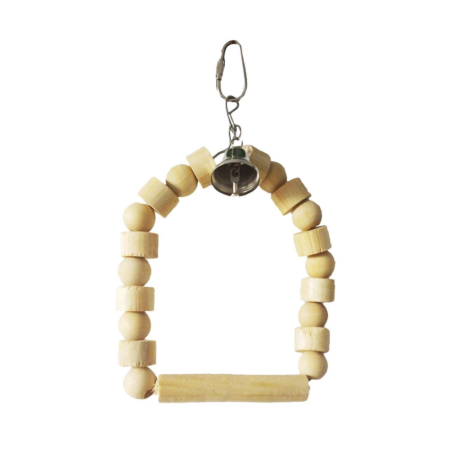 Juguete de madera natural con columpio para p�jaros 20 cm