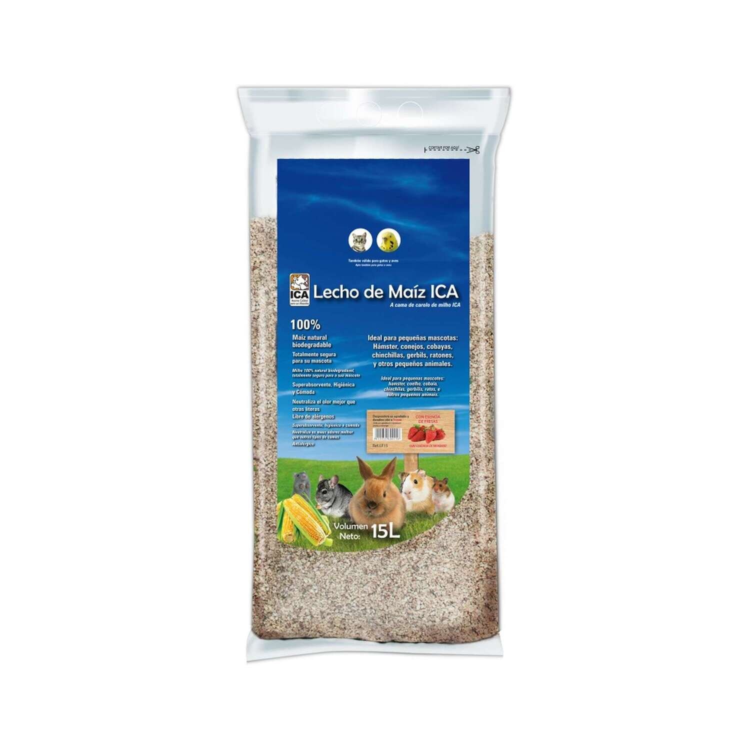 Lecho de ma�z con esencia de fresa Ica 15 L