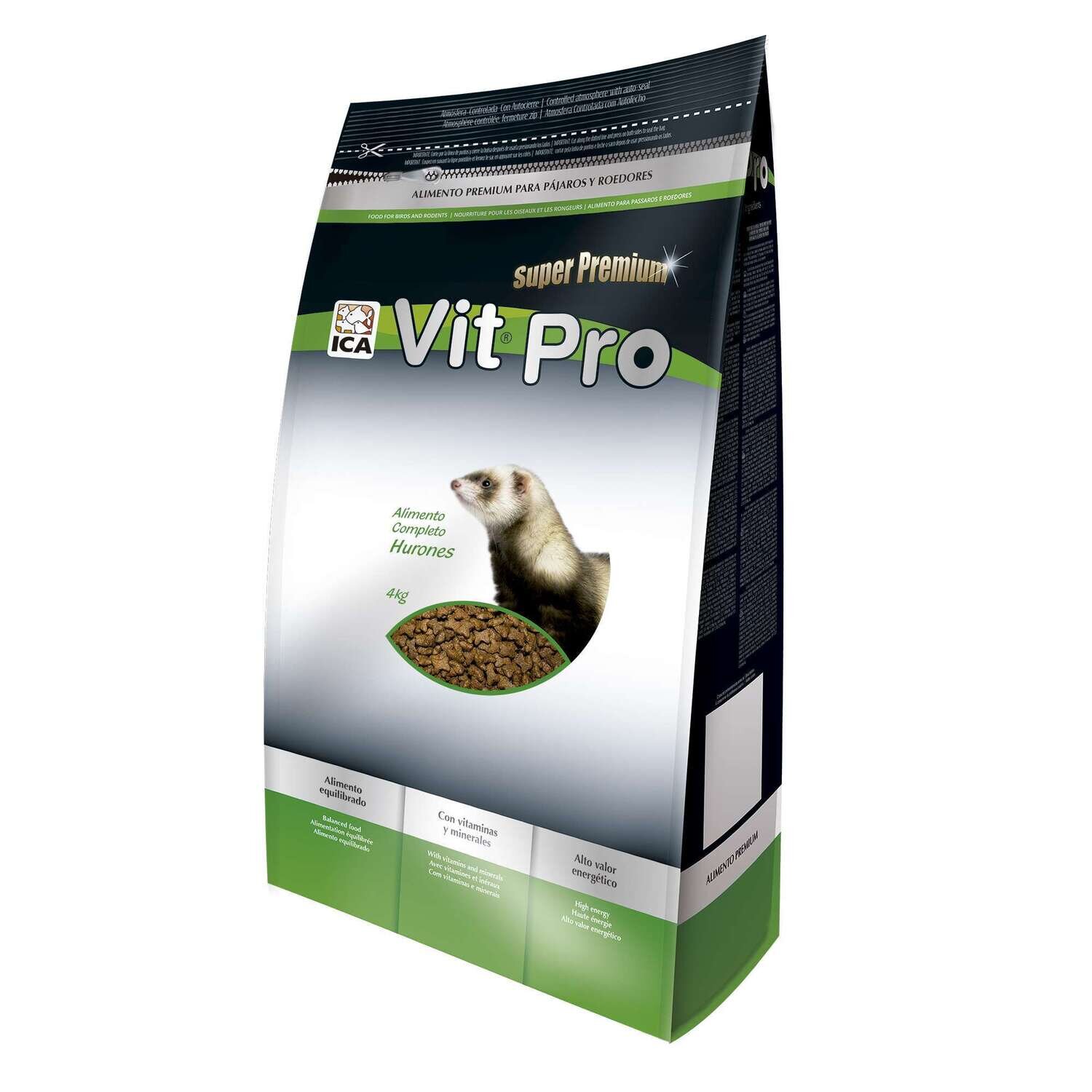 Alimento para Hurones con cierre Zip Vit Pro en bolsa 4 KG